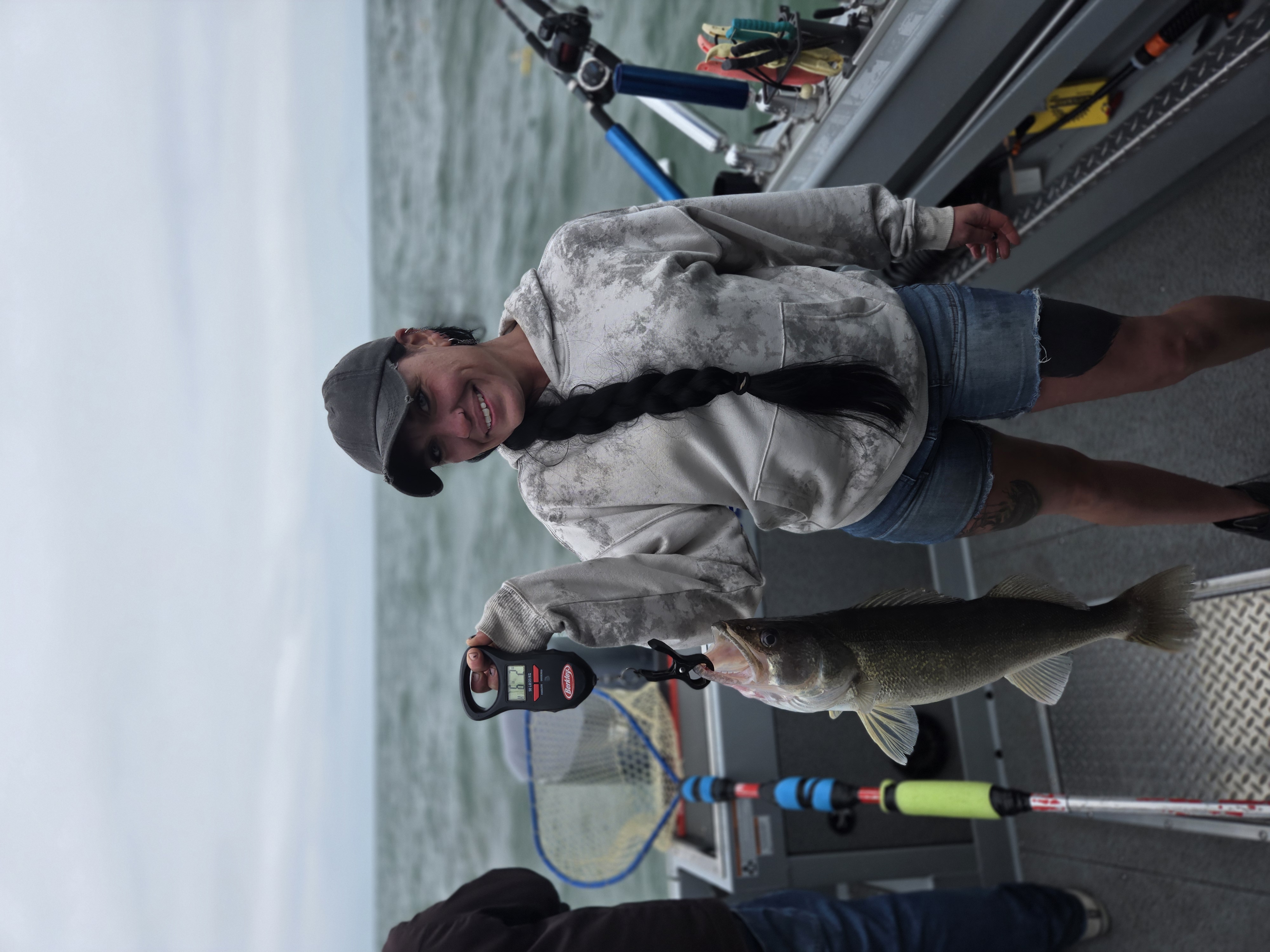 Woman angler walleye Lake Erie